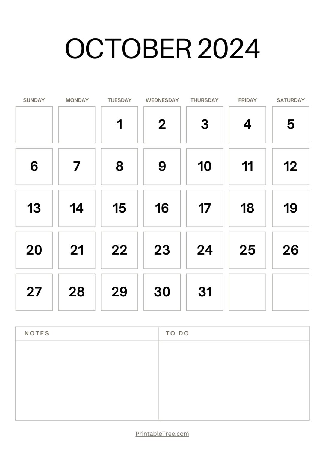 October 2024 Calendar Printable Full Page - Nelli Ludovika