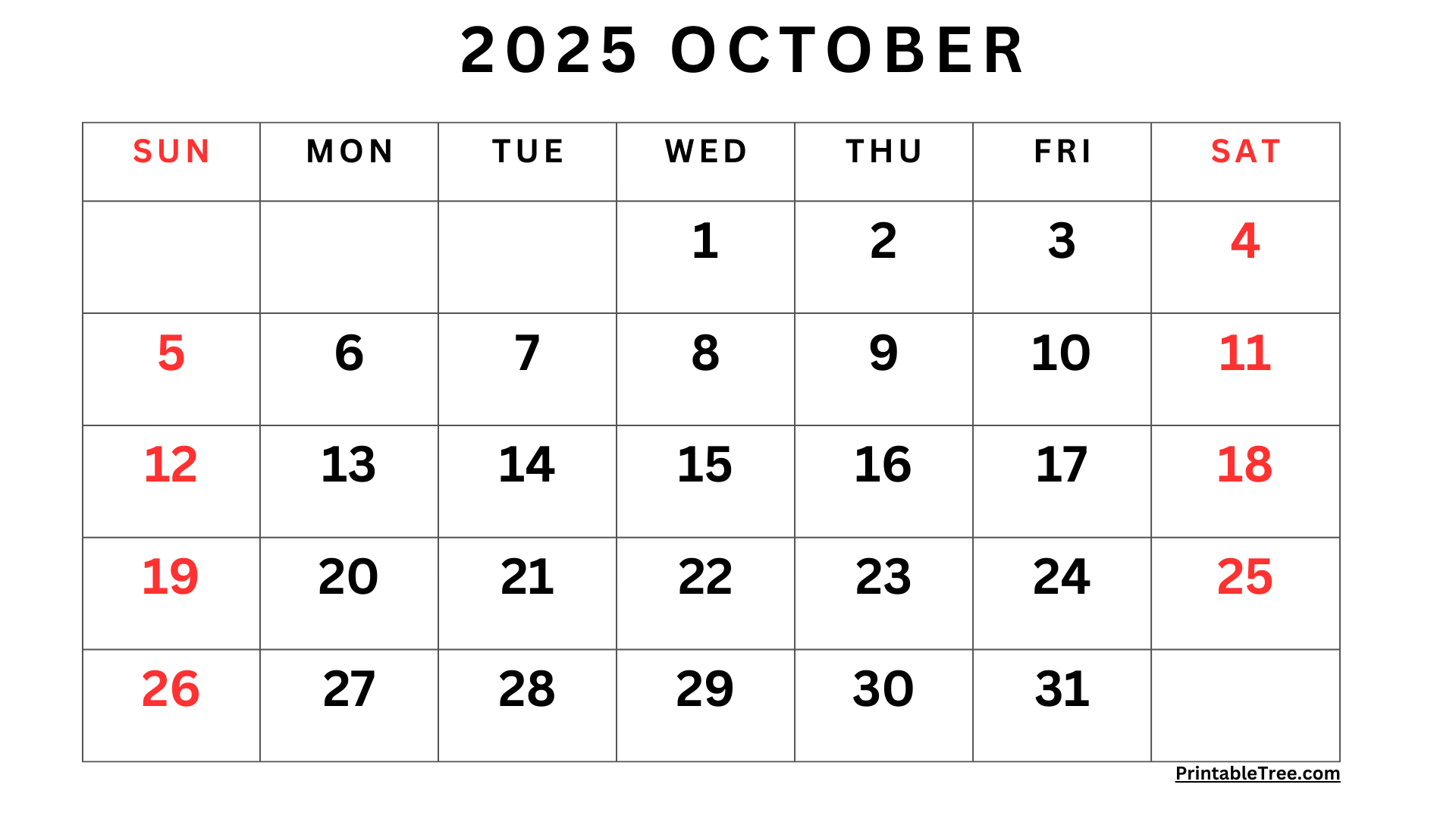 October 2025 Calendar India