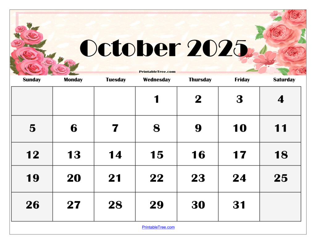 October 2025 Calendar Template Google Docs Denise Shanna