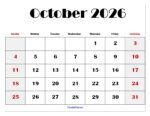 Free Blank Monthly Printable Calendar 2026 Templates