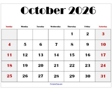 October 2026 Blank Printable Calendar