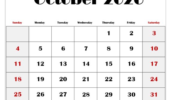 October 2026 Blank Printable Calendar