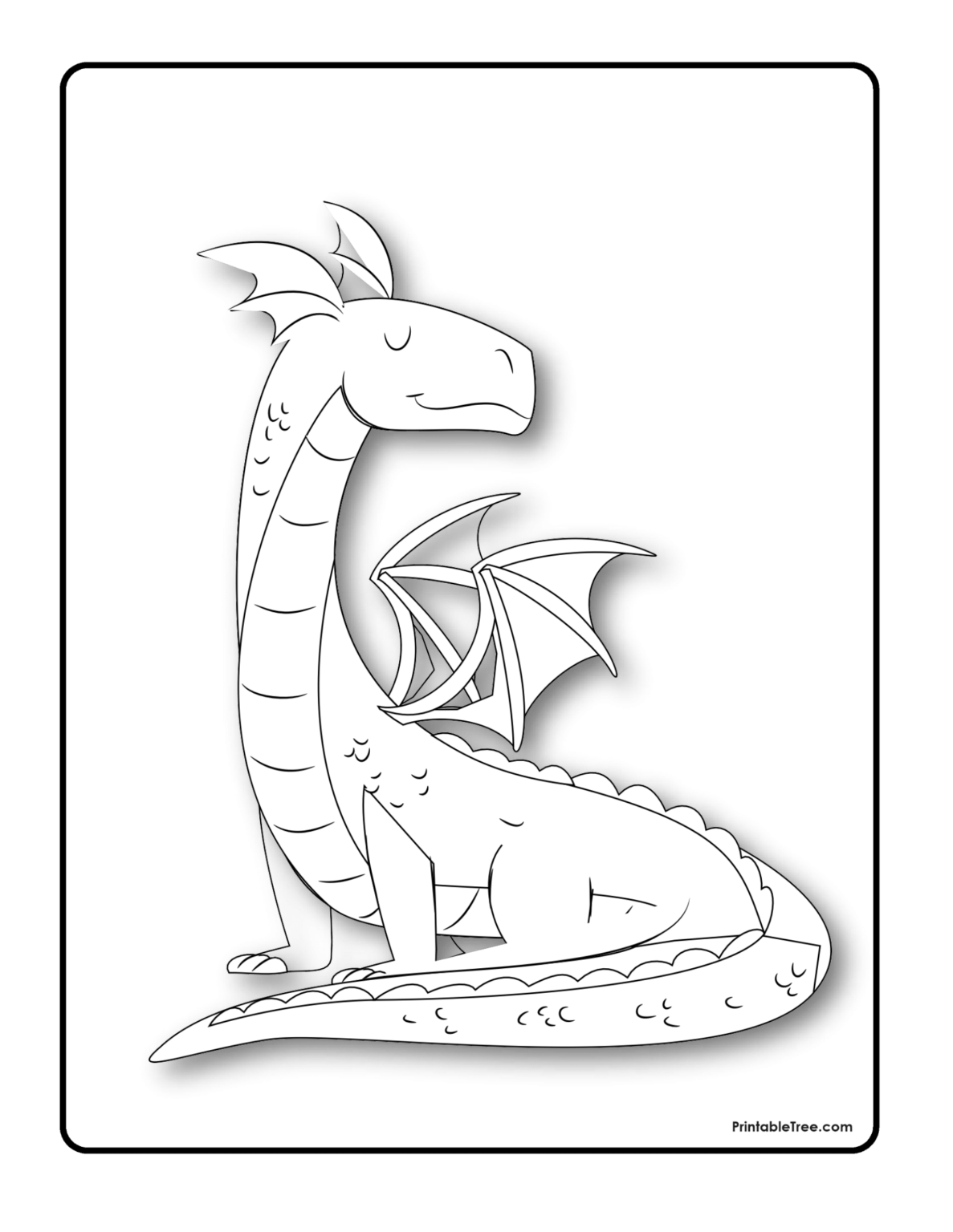 Free Printable Dragon Coloring Pages PDF for Kids and Adults