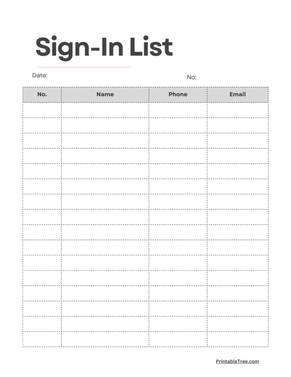 Free Printable Sign-up and Sign-in Sheet PDF Templates