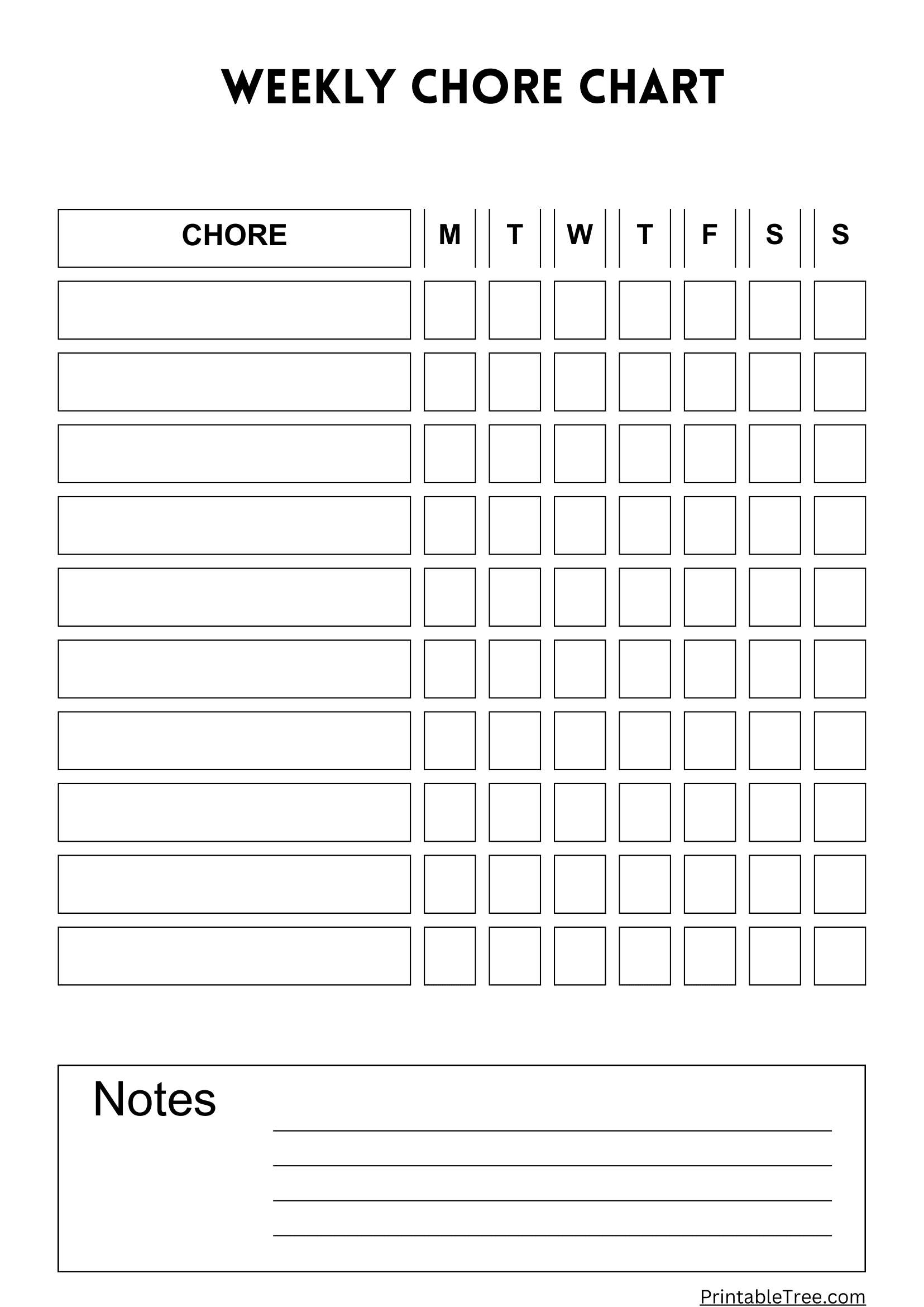 free printable family chore chart template