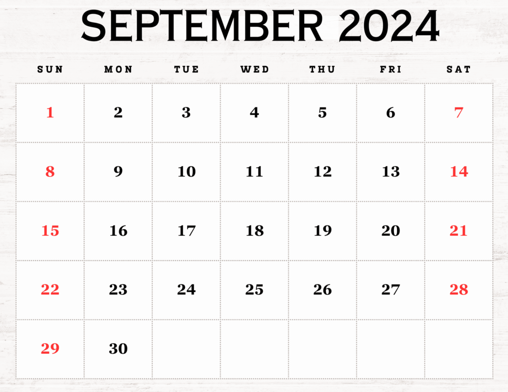September 2024 Calendar Printable