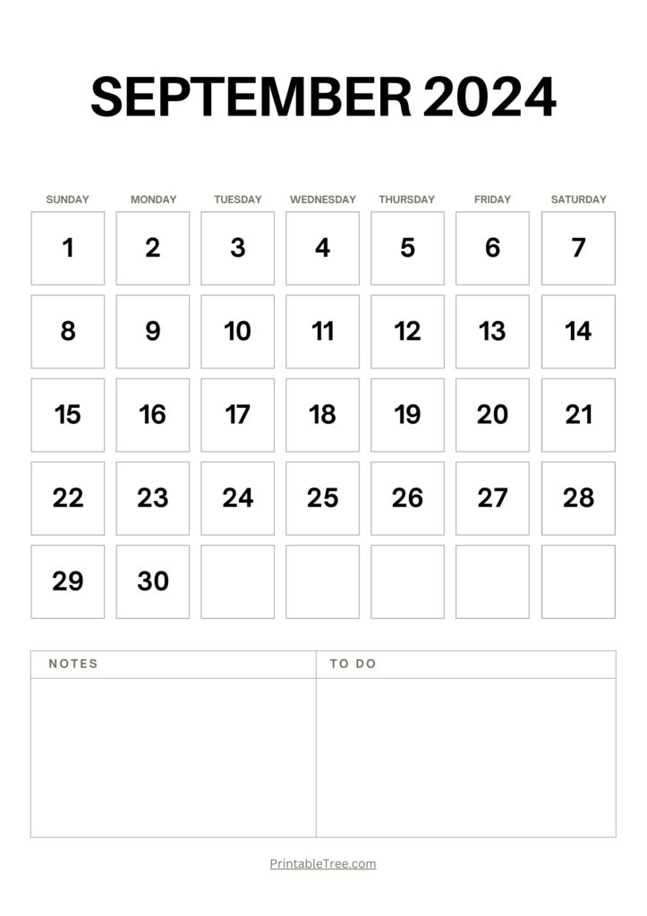 September 2024 Calendar with Notes