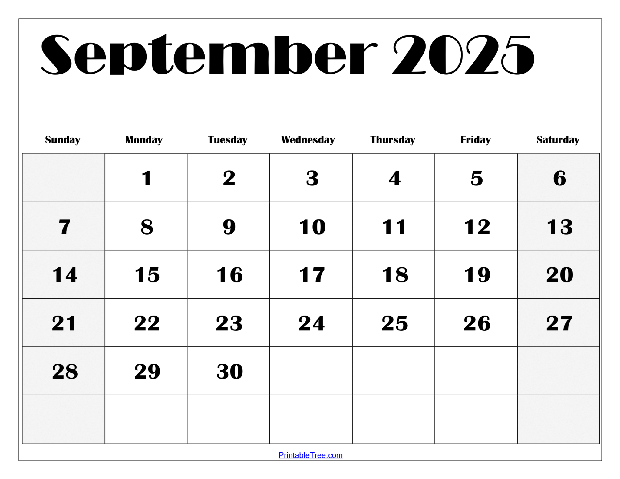 September 2025 Calendar Printable PDF Template with Holidays