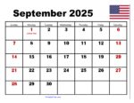 September 2025 Calendar Printable PDF Template with Holidays
