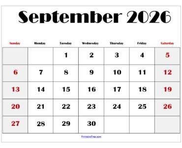 September 2026 Blank Printable Calendar