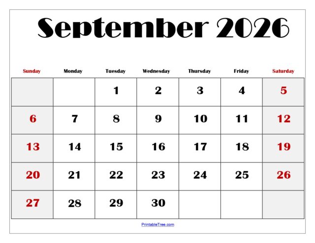Free Blank Monthly Printable Calendar 2026 Templates