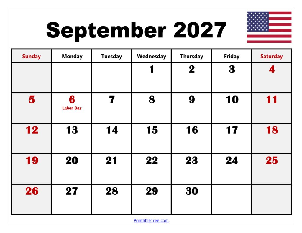 September 2027 Calendar with Holidays