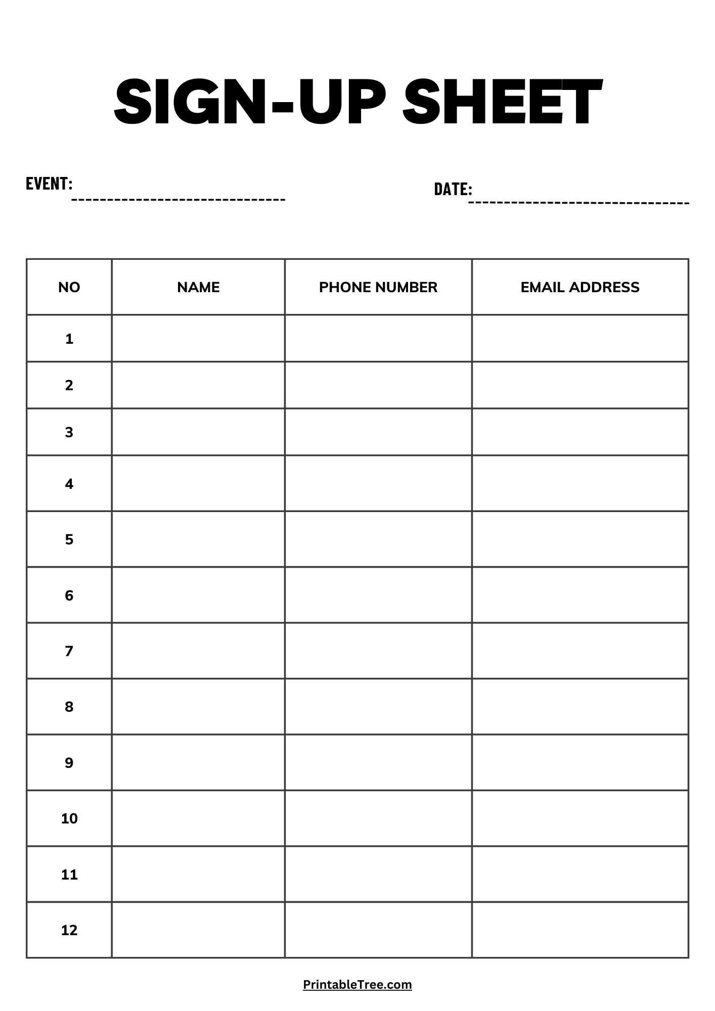 Free Printable Sign up And Sign in Sheet PDF Templates