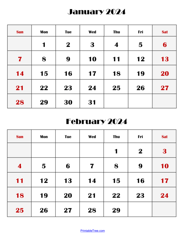 Two Months Calendar 2024-2025 Printable PDF | Double Month Calendar