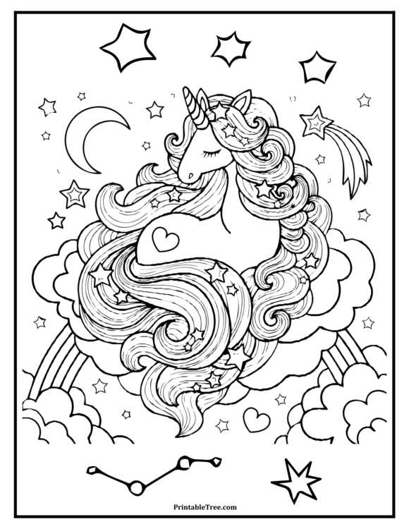 Free Printable Unicorn Coloring Pages PDF for Kids and Adults