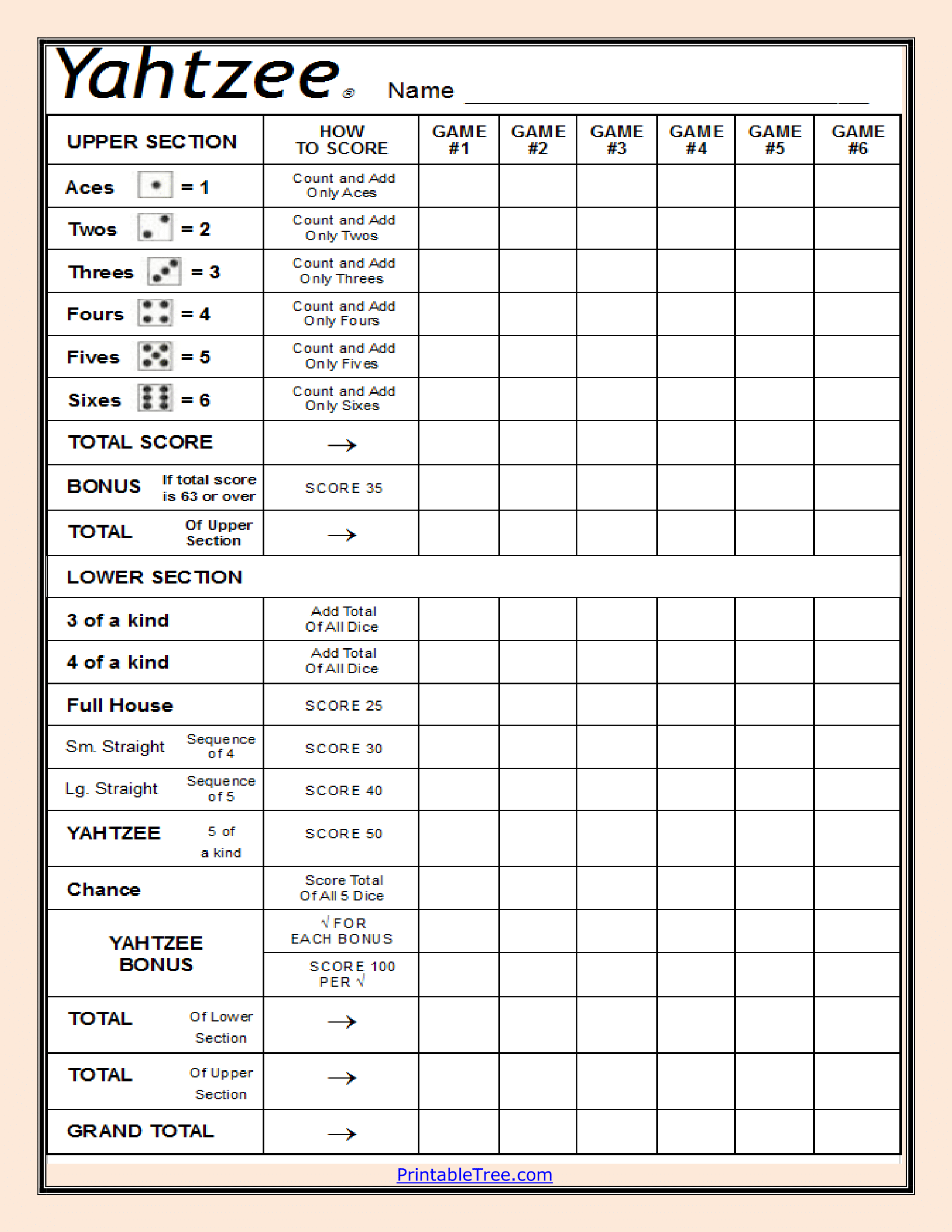 Yahtzee Score Card ≡ Fill Out Printable PDF Forms Online, 45% OFF