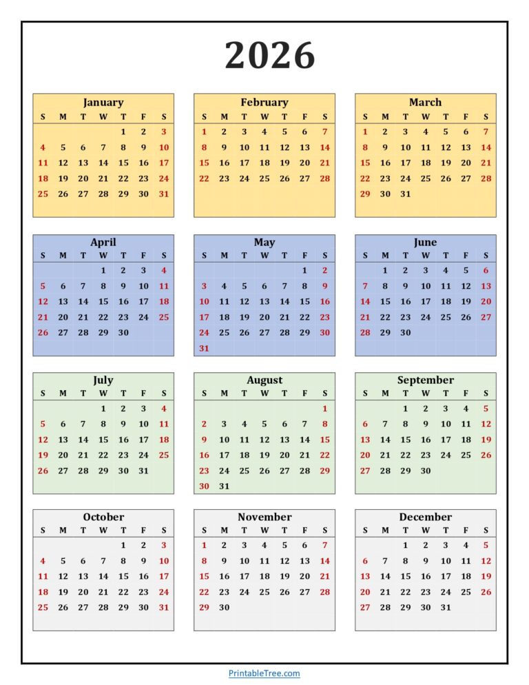 Printable Calendar 2026 One Page with Holidays (Single Page) 2026 ...