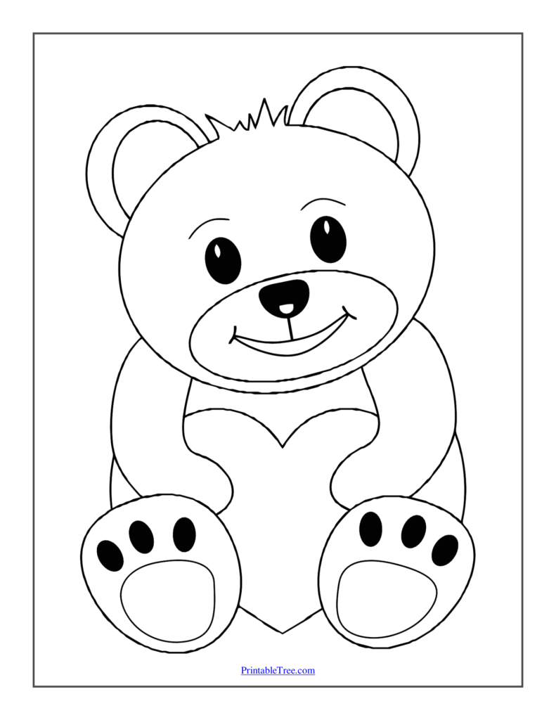 cute bear coloring page printable