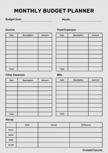 Free Download Printable Monthly Budget Planner PDF Templates