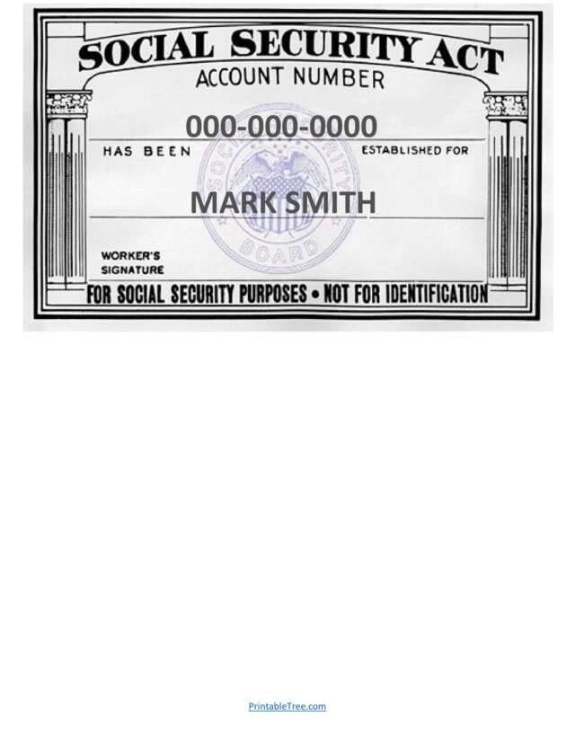 Free Printable Social Security Card PDF Templates(Fake/ Real ...